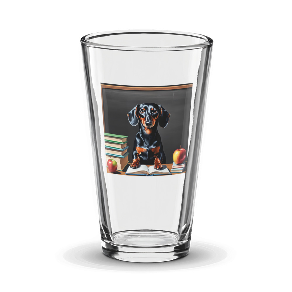 PugMug Custom Black Dachshund Glass Tumbler