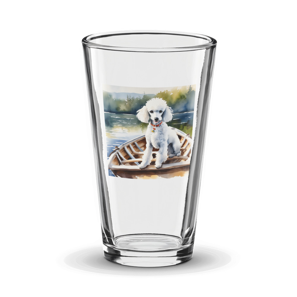 PugMug Custom White Poodle Glass Tumbler