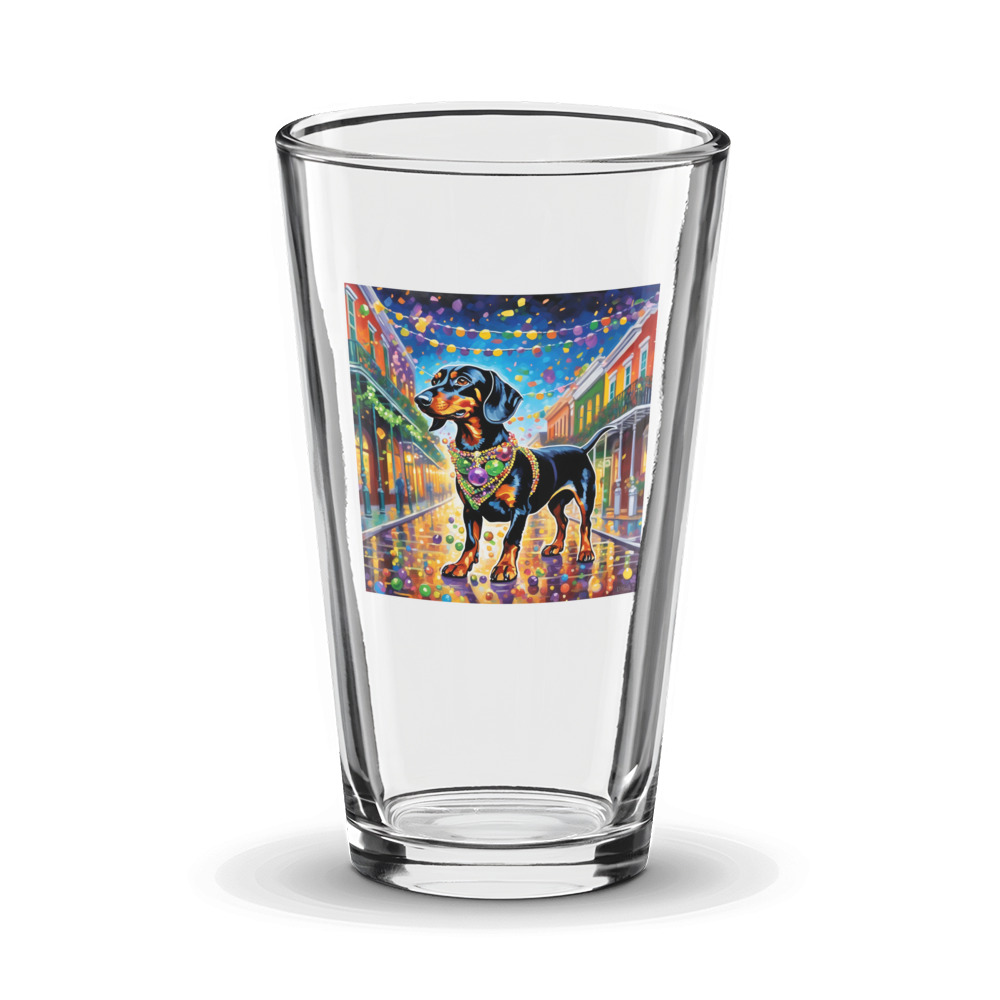 PugMug Custom Black Dachshund Glass Tumbler