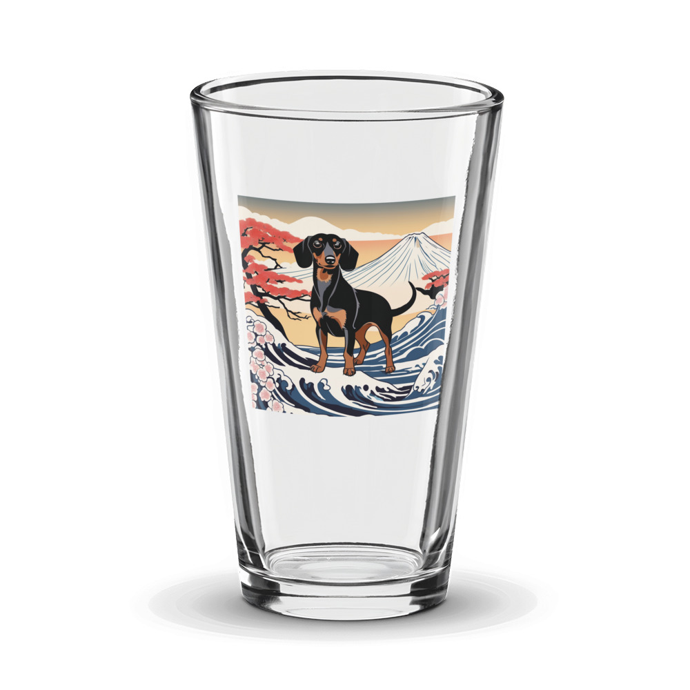 PugMug Custom Black Dachshund Glass Tumbler