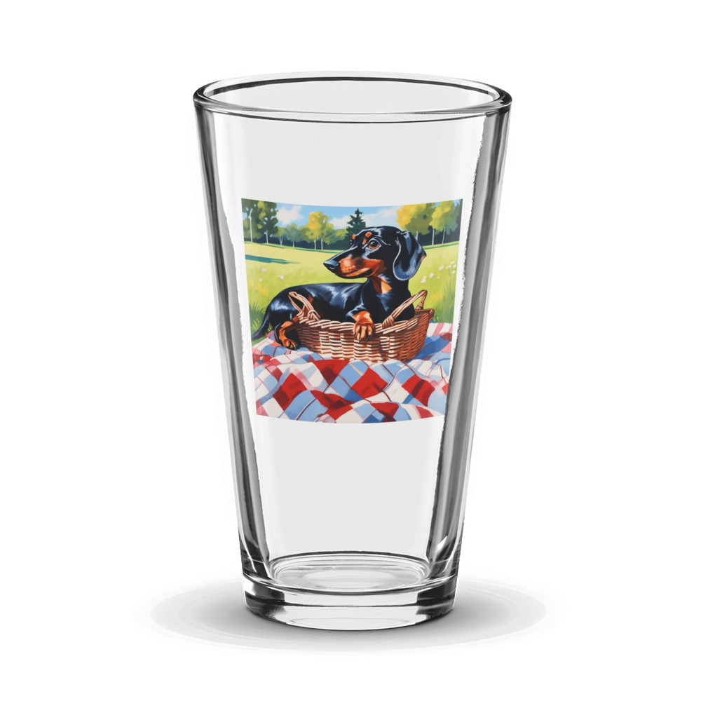PugMug Custom Black Dachshund Glass Tumbler