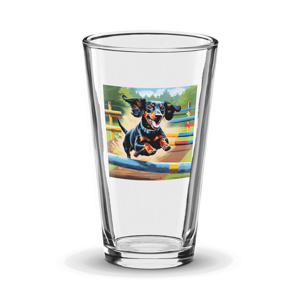 PugMug Custom Black Dachshund Glass Tumbler