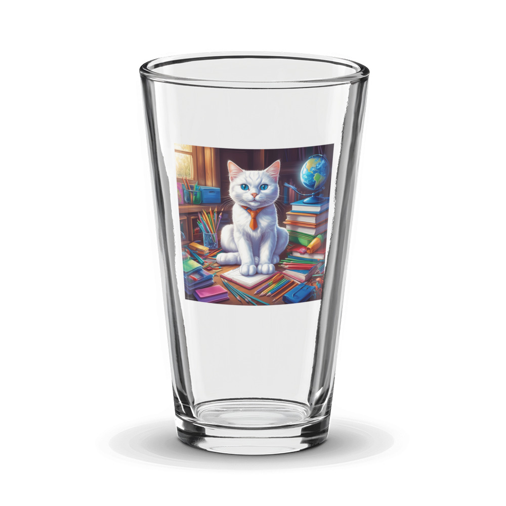 PugMug Custom White Companion Cat Glass Tumbler