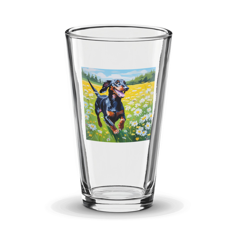 PugMug Custom Black Dachshund Glass Tumbler