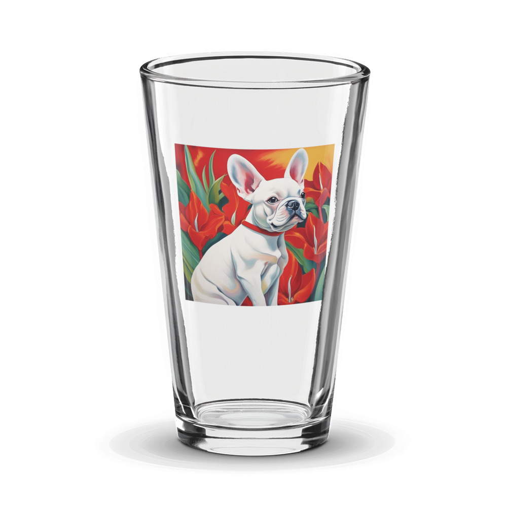 PugMug Custom White French Bulldog Glass Tumbler