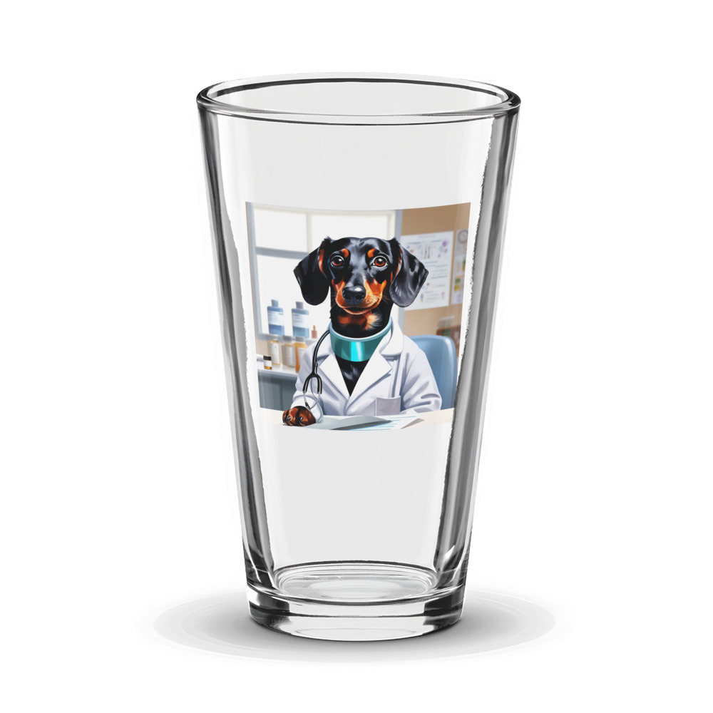 PugMug Custom Black Dachshund Glass Tumbler