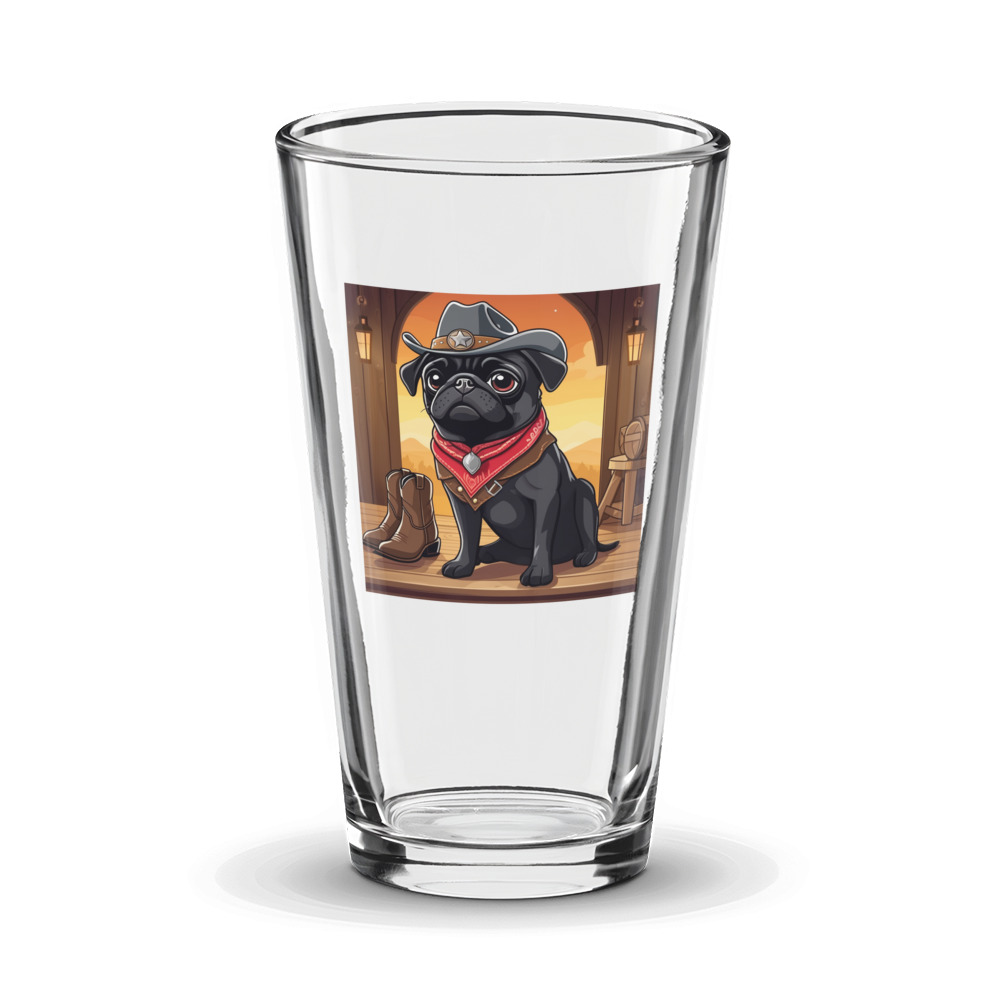 PugMug Custom Black Pug Glass Tumbler