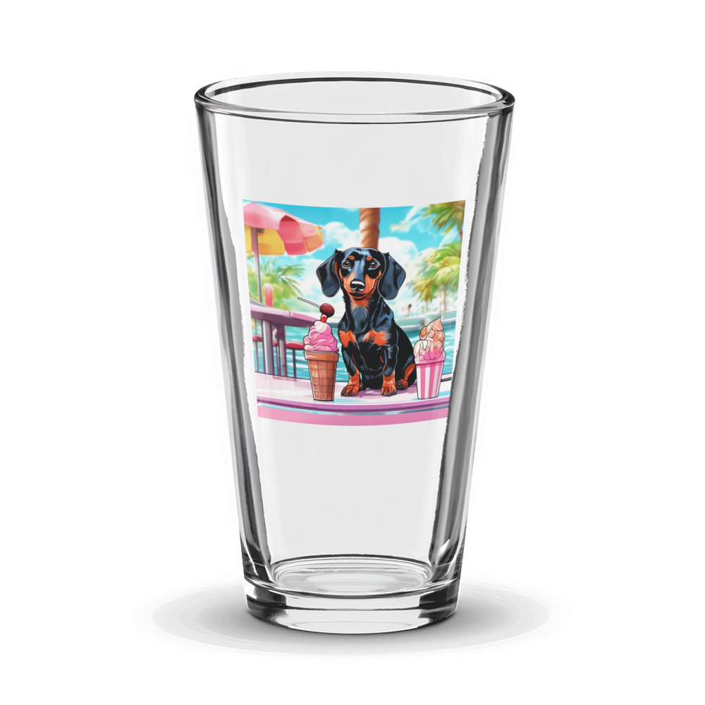 PugMug Custom Black Dachshund Glass Tumbler