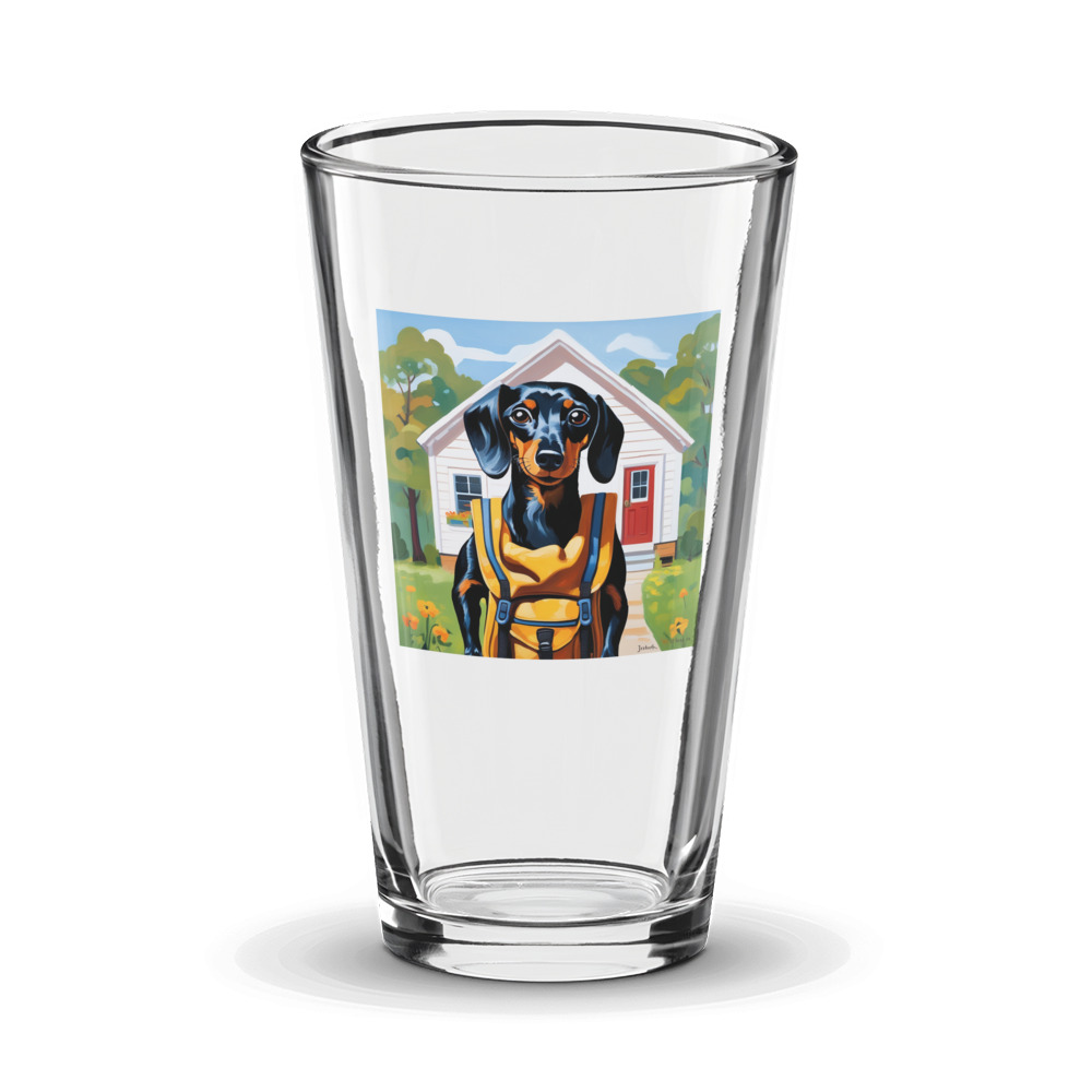 PugMug Custom Black Dachshund Glass Tumbler