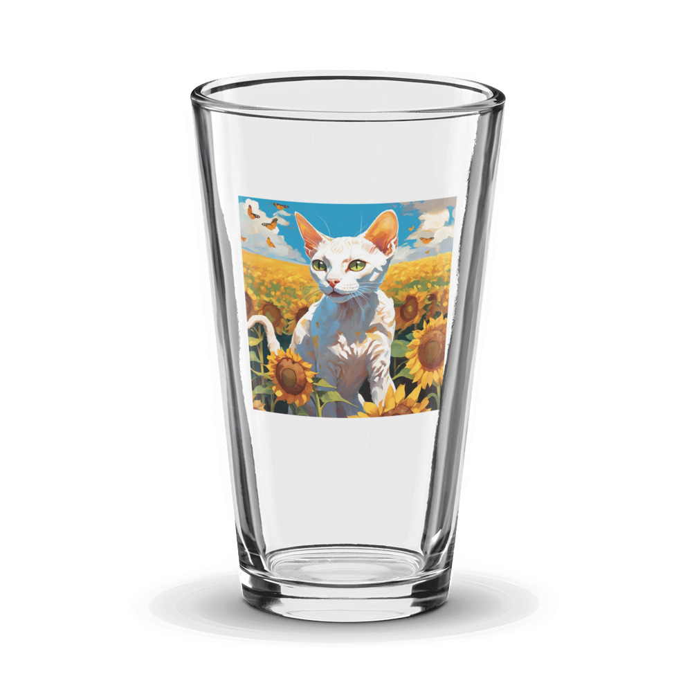 PugMug Custom White Devon Rex Cat Glass Tumbler