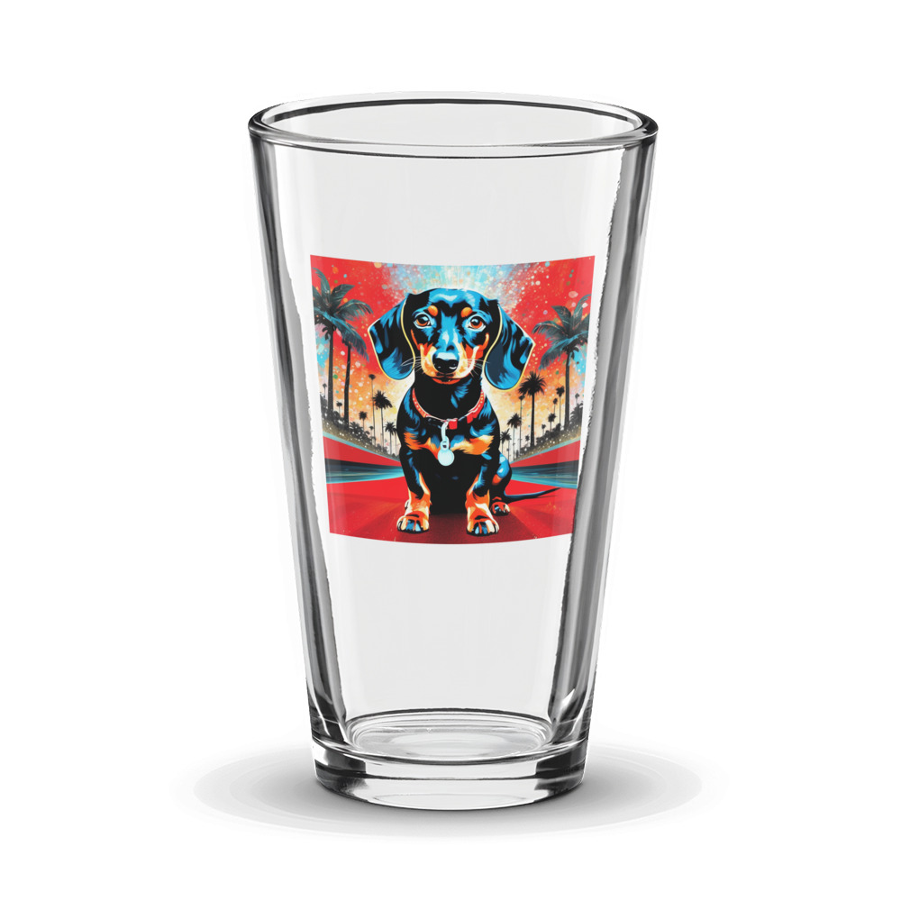 PugMug Custom Black Dachshund Glass Tumbler