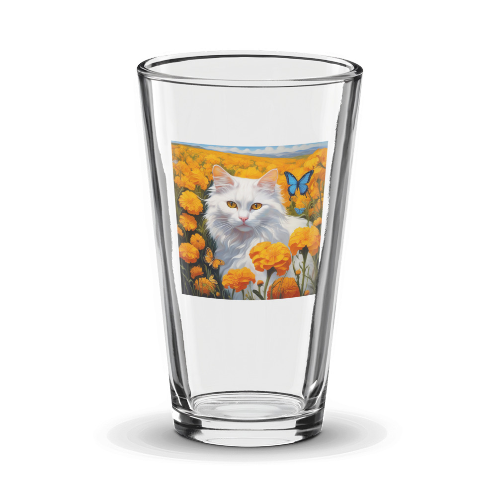 PugMug Custom White Companion Cat Glass Tumbler