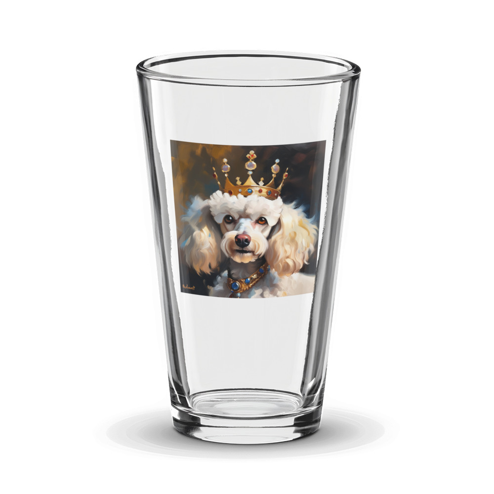 PugMug Custom White Poodle Glass Tumbler