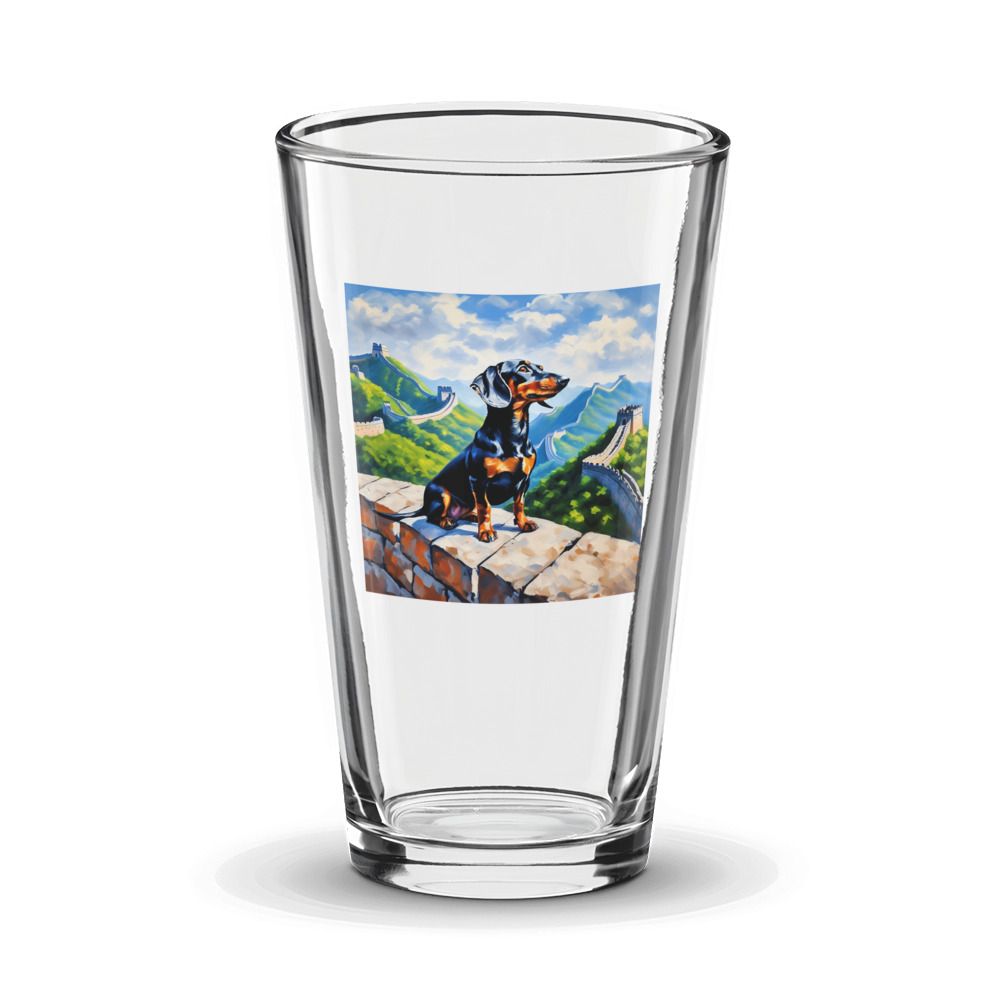 PugMug Custom Black Dachshund Glass Tumbler
