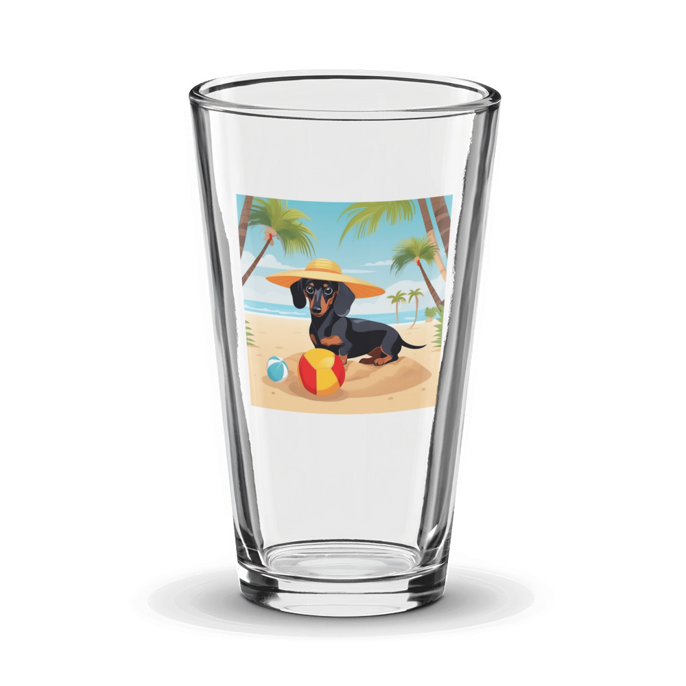 PugMug Custom Black Dachshund Glass Tumbler