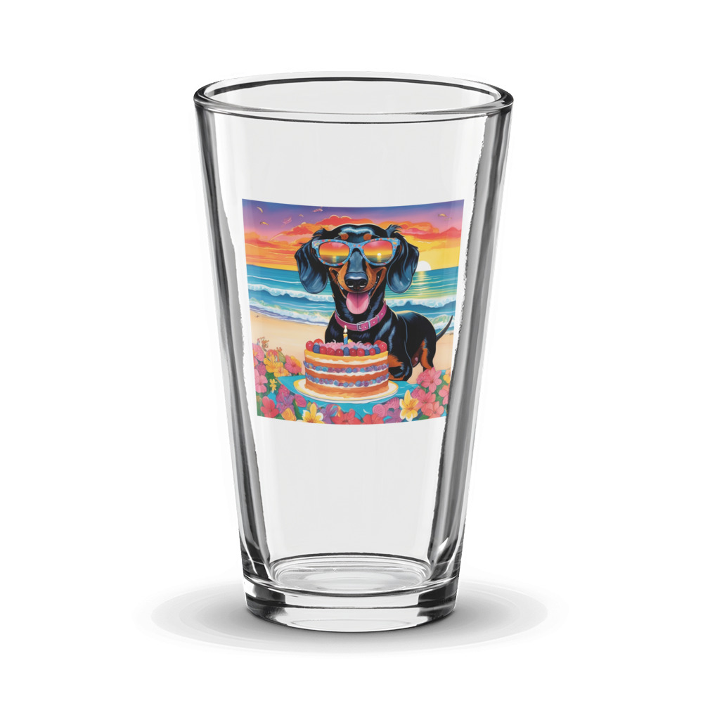 PugMug Custom Black Dachshund Glass Tumbler