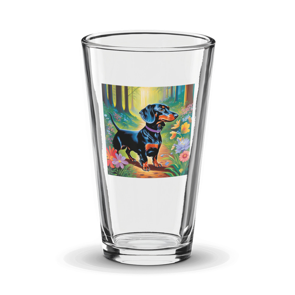 PugMug Custom Black Dachshund Glass Tumbler