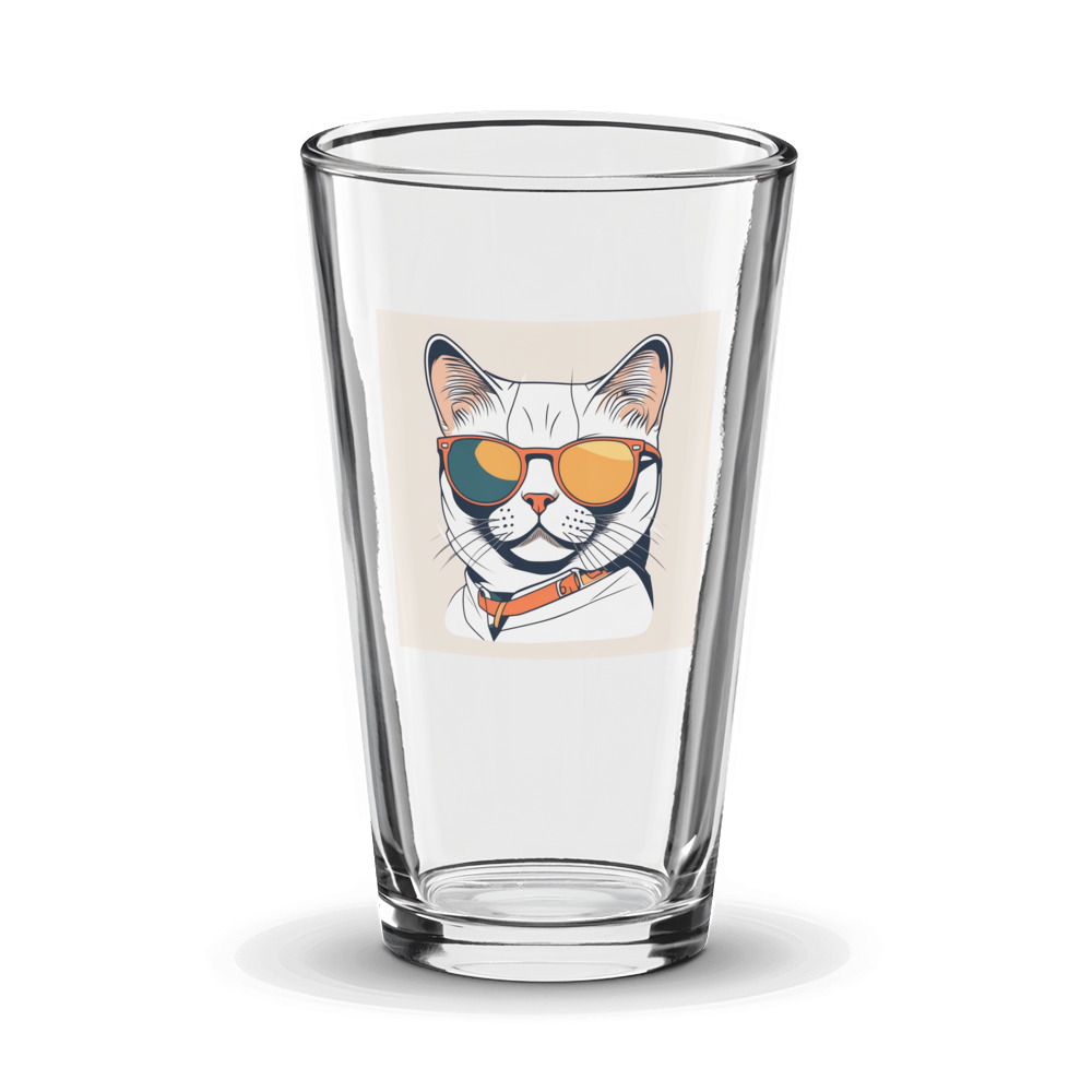 PugMug Custom White British Shorthair Cat Glass Tumbler