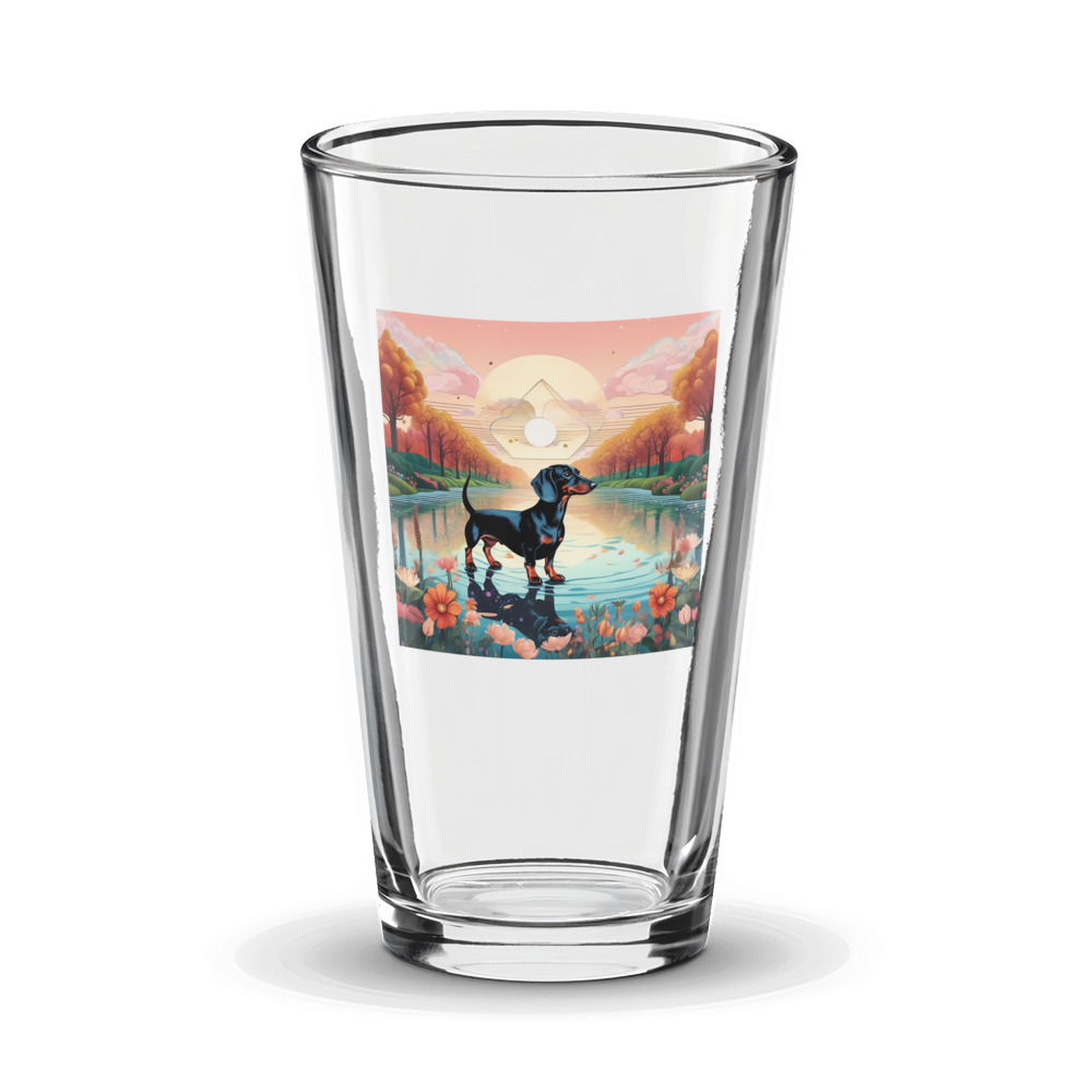 PugMug Custom Black Dachshund Glass Tumbler