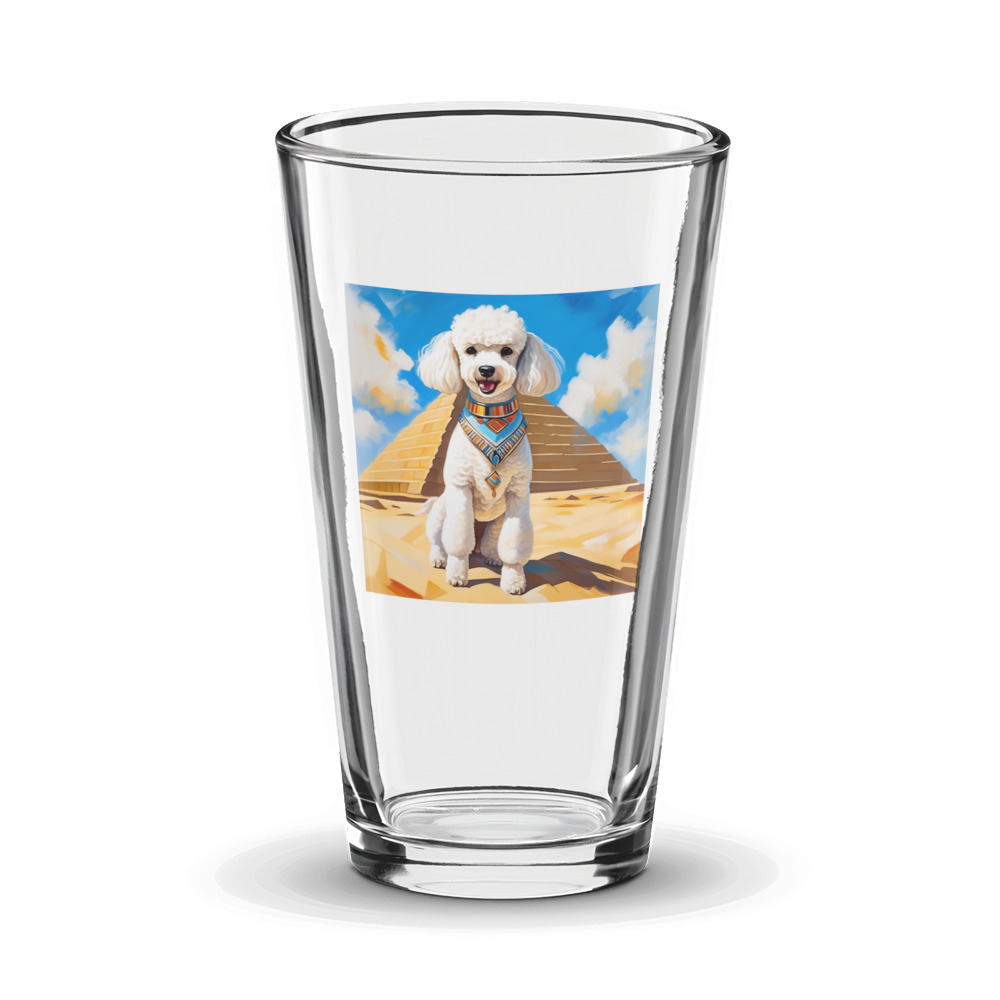 PugMug Custom White Poodle Glass Tumbler