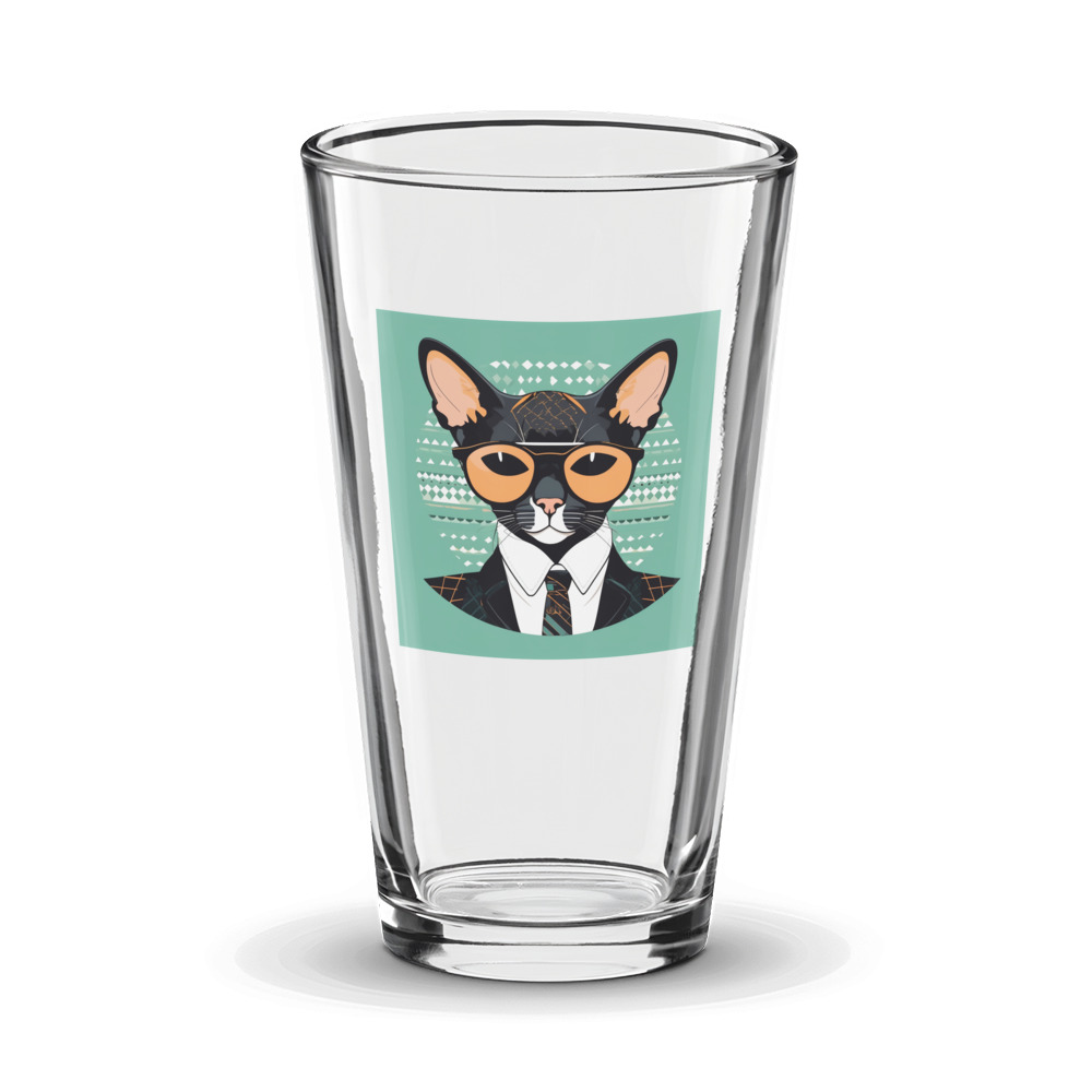 PugMug Custom Black Devon Rex Cat Glass Tumbler