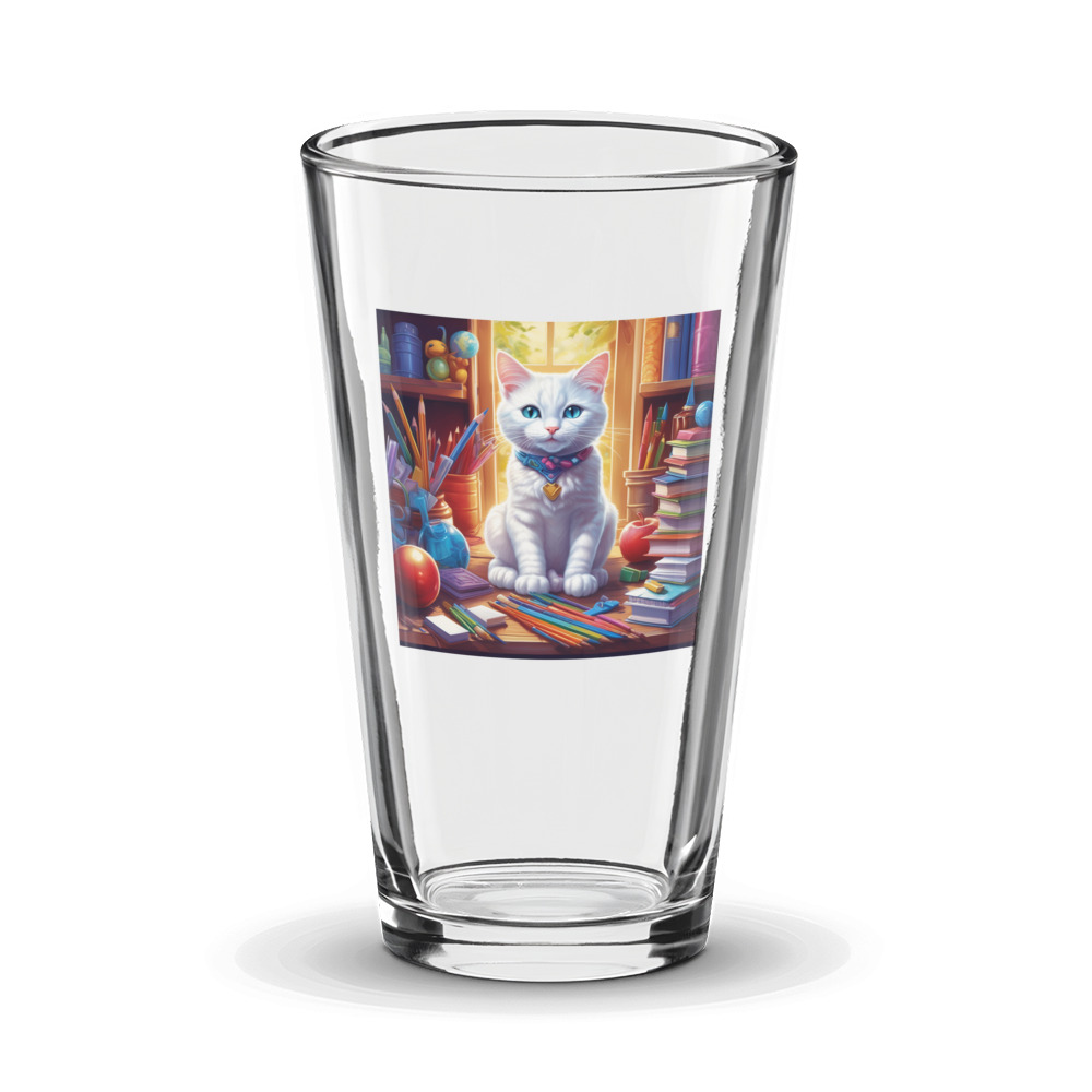 PugMug Custom White Companion Cat Glass Tumbler