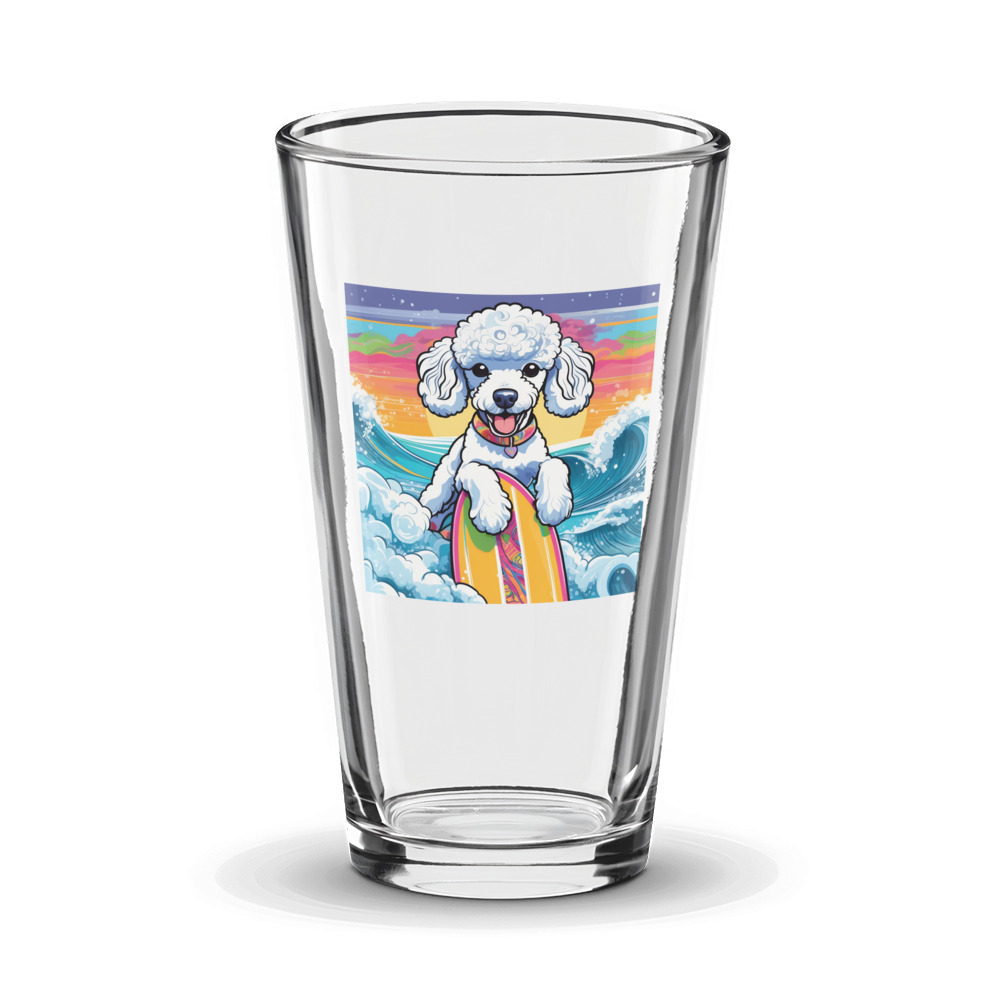 PugMug Custom White Poodle Glass Tumbler