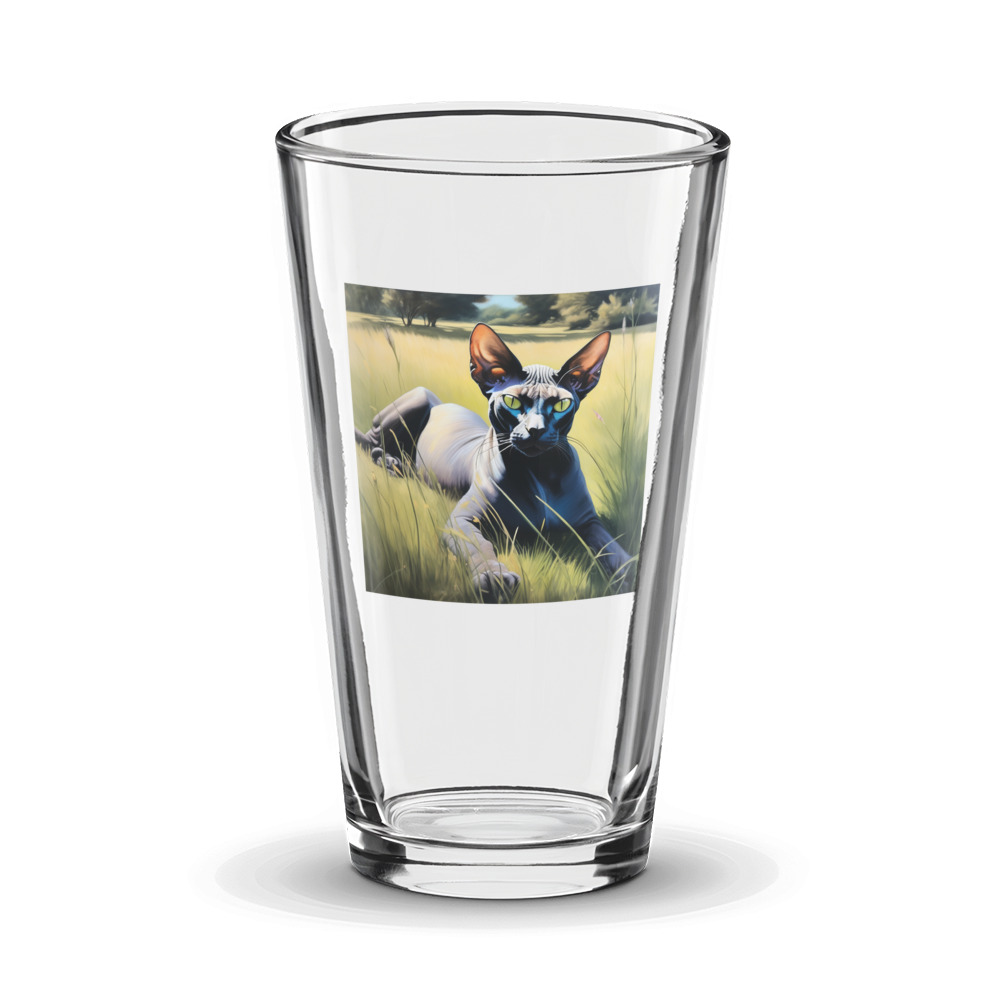 PugMug Custom Black Sphynx Cat Glass Tumbler