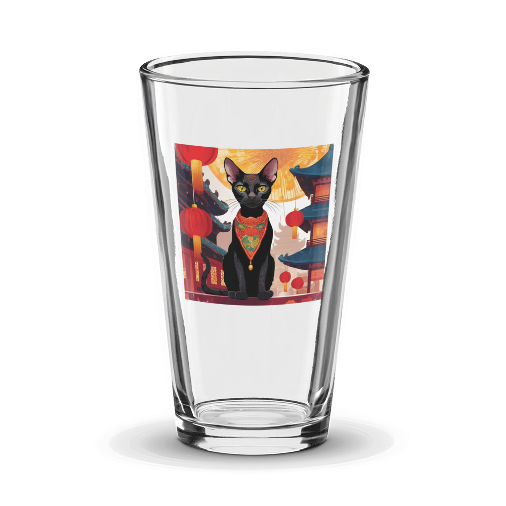 PugMug Custom Black Devon Rex Cat Glass Tumbler
