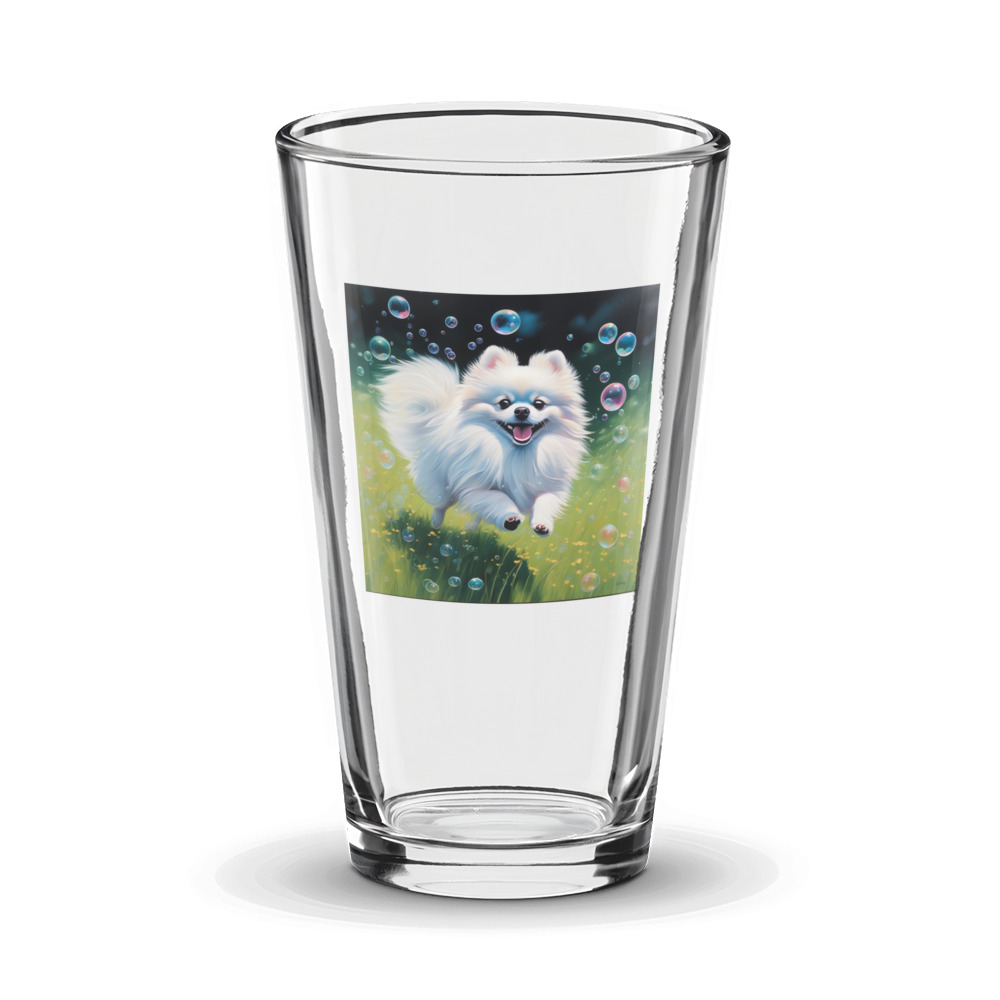 PugMug Custom White Pomeranian Glass Tumbler