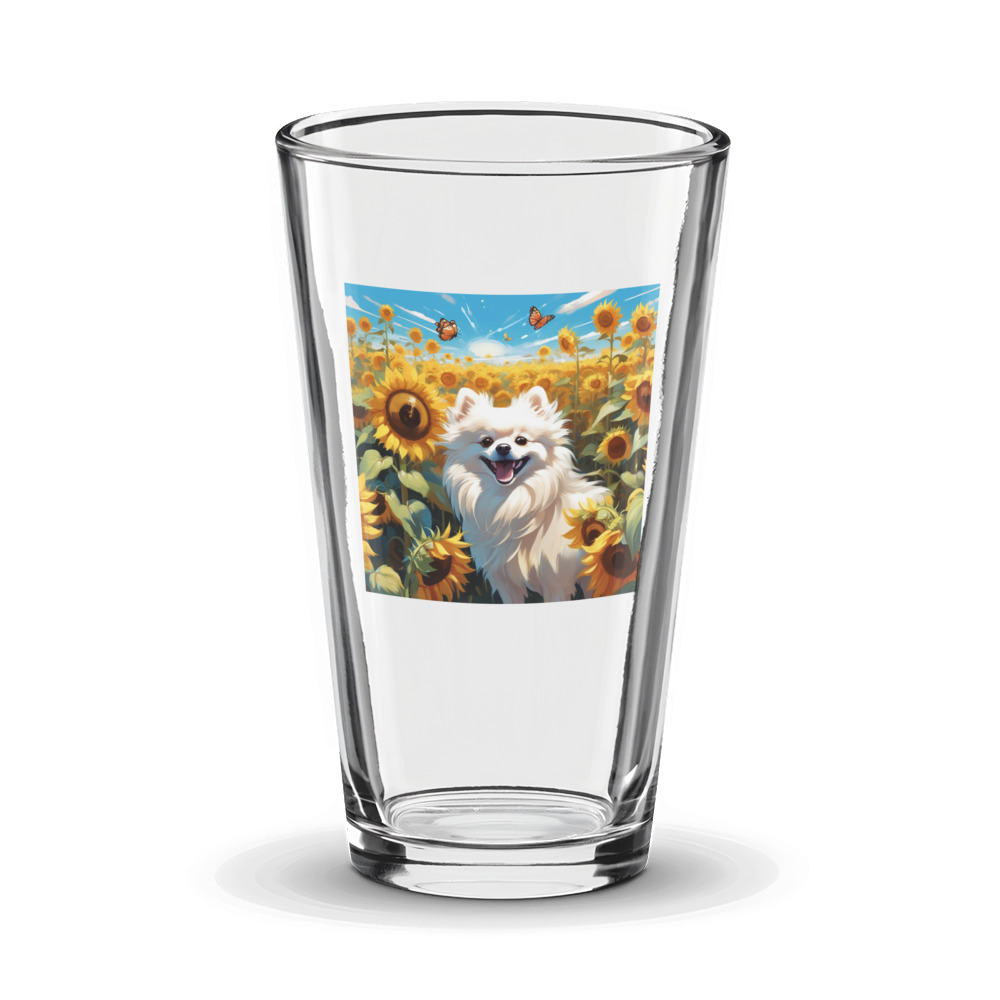 PugMug Custom White Pomeranian Glass Tumbler