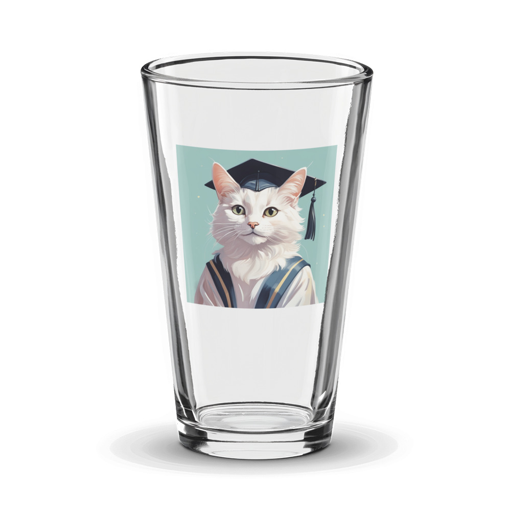 PugMug Custom White Companion Cat Glass Tumbler