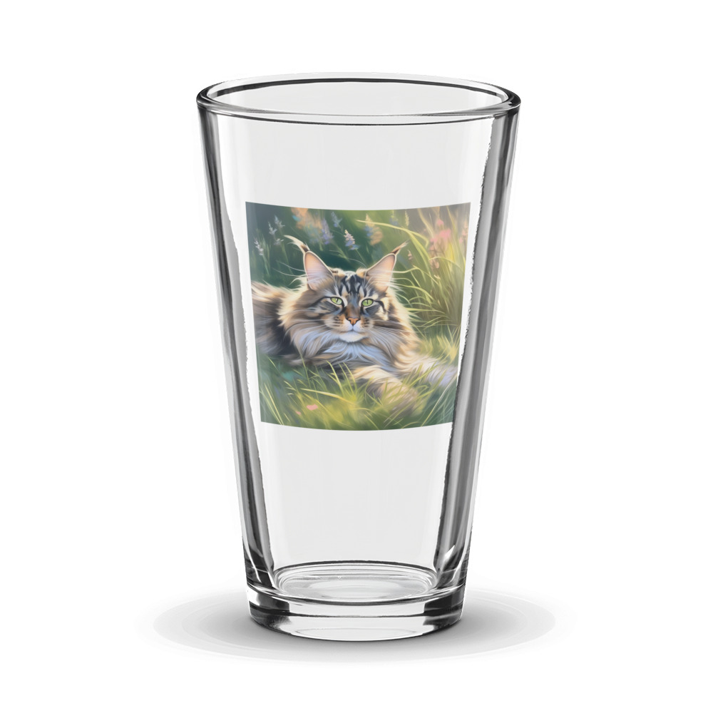 PugMug Custom Tabby Maine Coon Cat Glass Tumbler