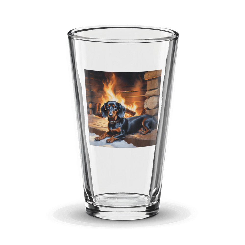 PugMug Custom Black Dachshund Glass Tumbler