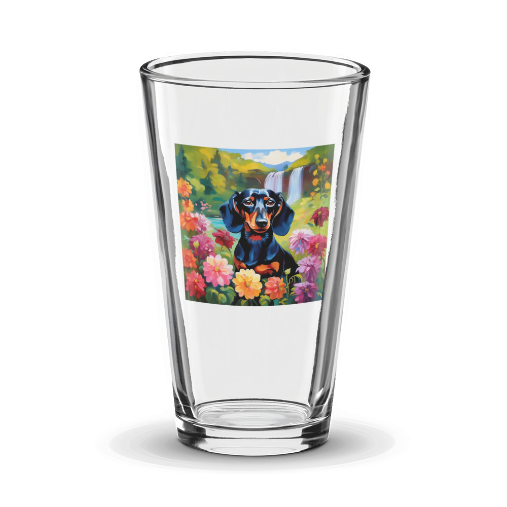 PugMug Custom Black Dachshund Glass Tumbler