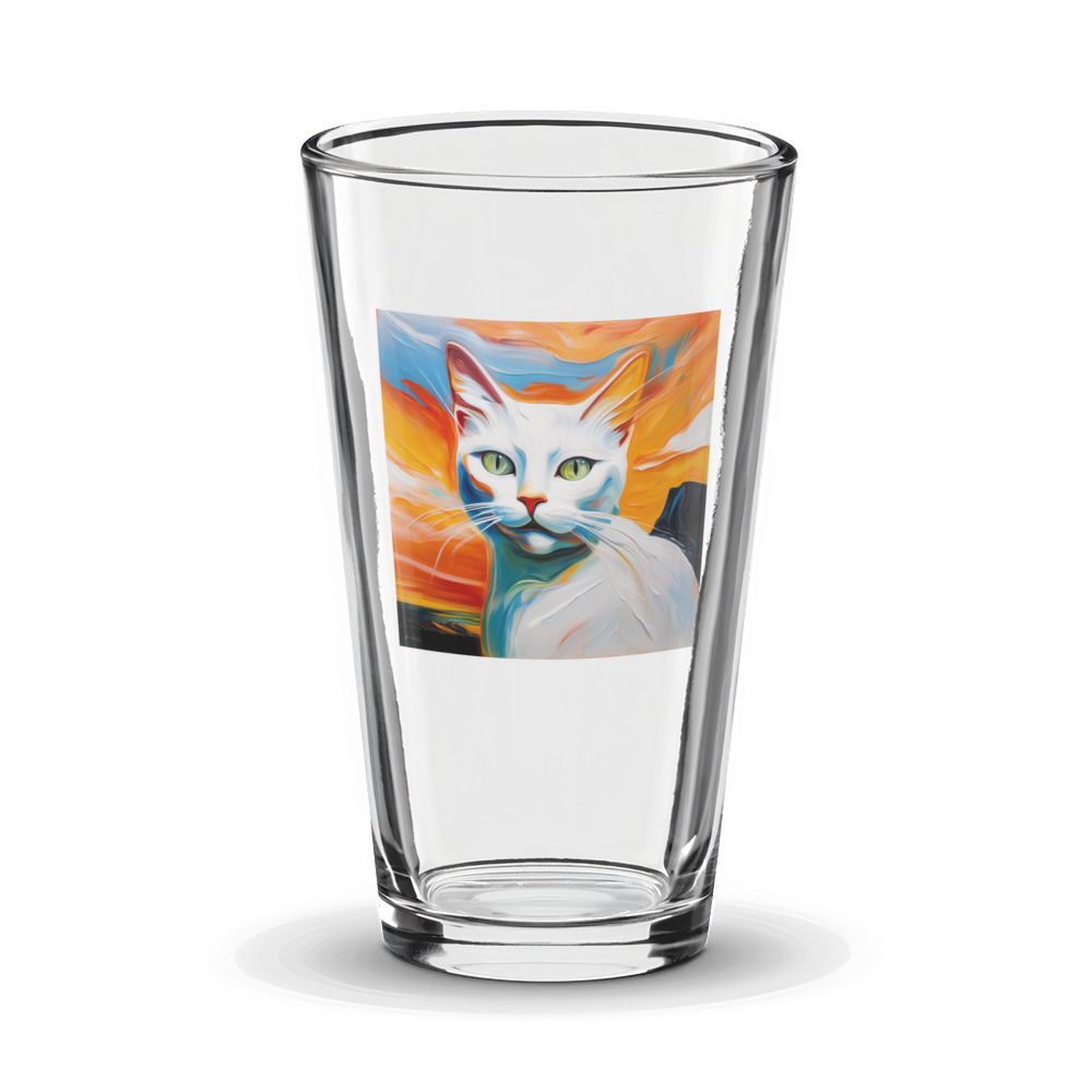 PugMug Custom White Companion Cat Glass Tumbler