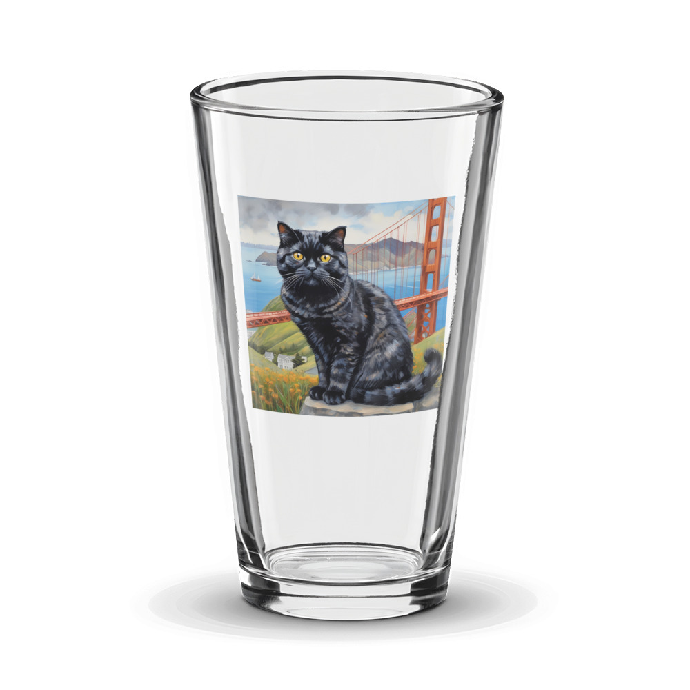 PugMug Custom Black Scottish Fold Cat Glass Tumbler