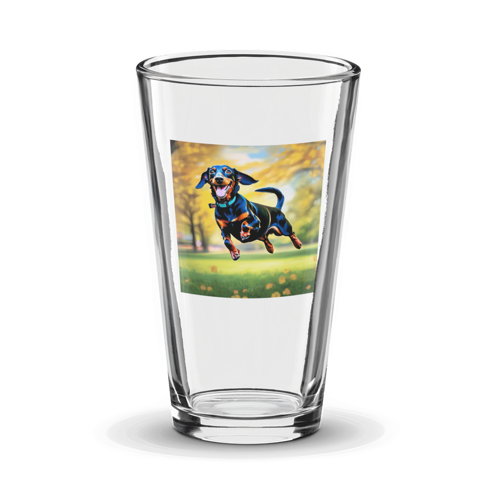 PugMug Custom Black Dachshund Glass Tumbler