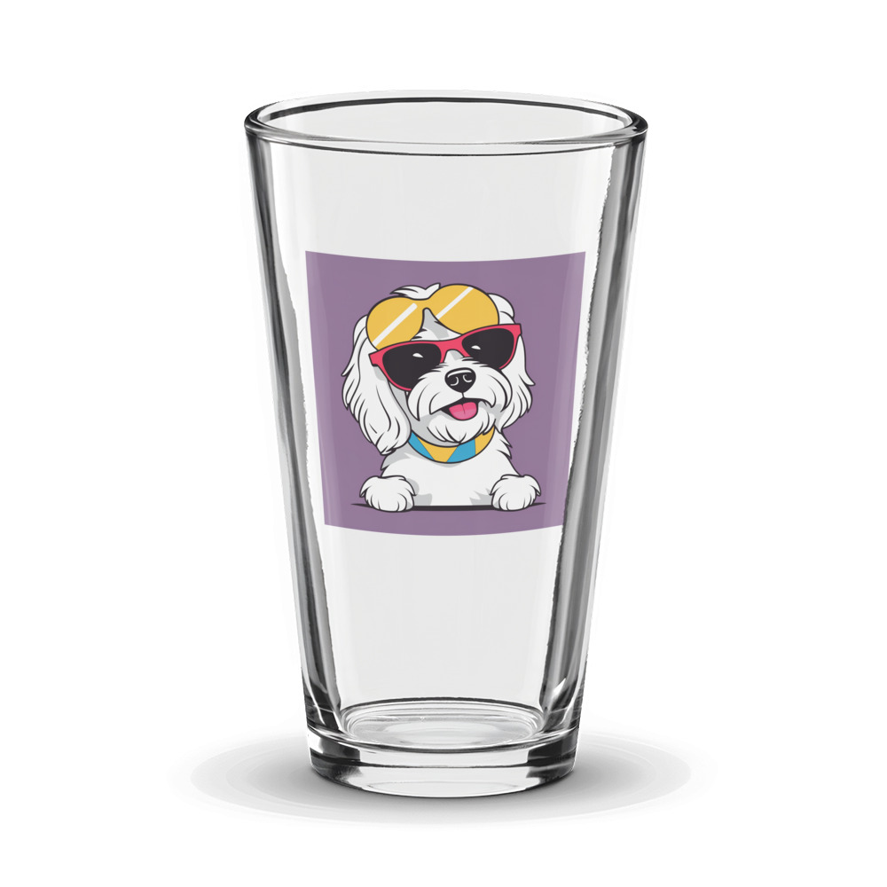 PugMug Custom White Havanese Dog Glass Tumbler
