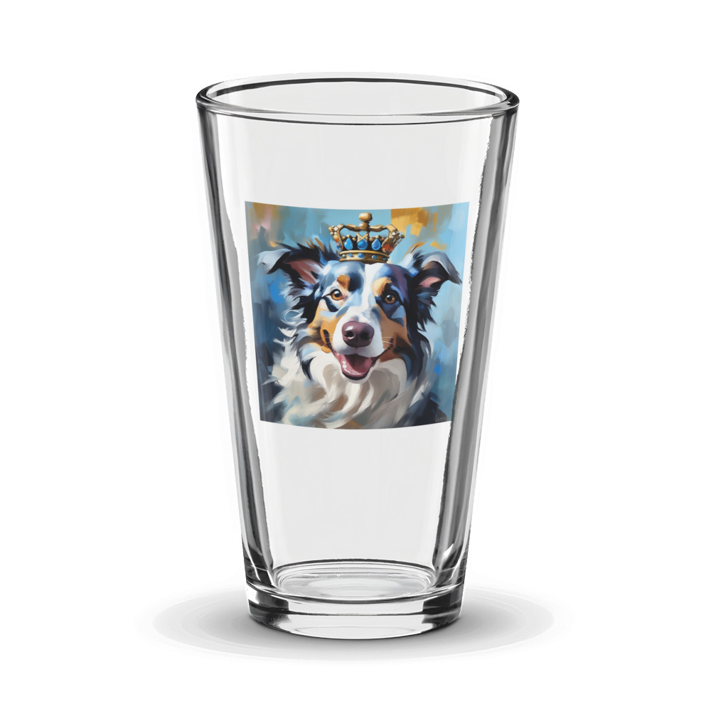 PugMug Custom Blue Merle Border Collie Glass Tumbler