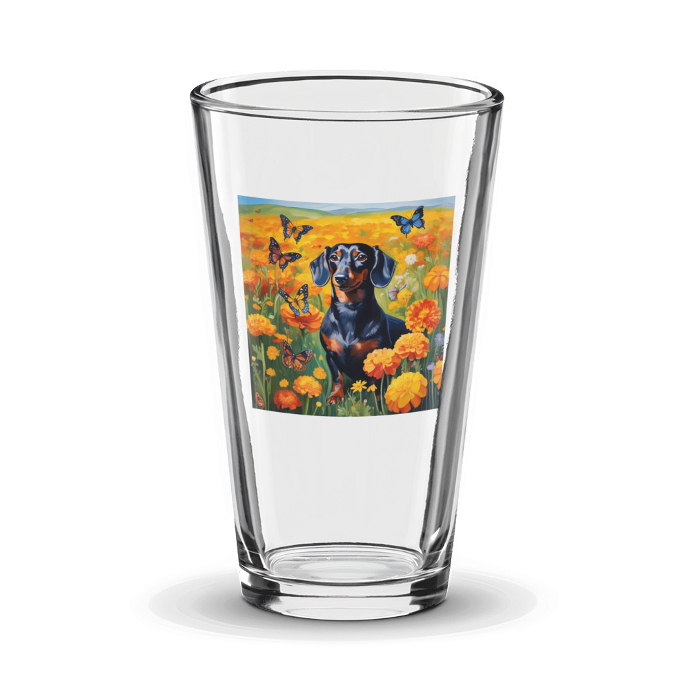 PugMug Custom Black Dachshund Glass Tumbler