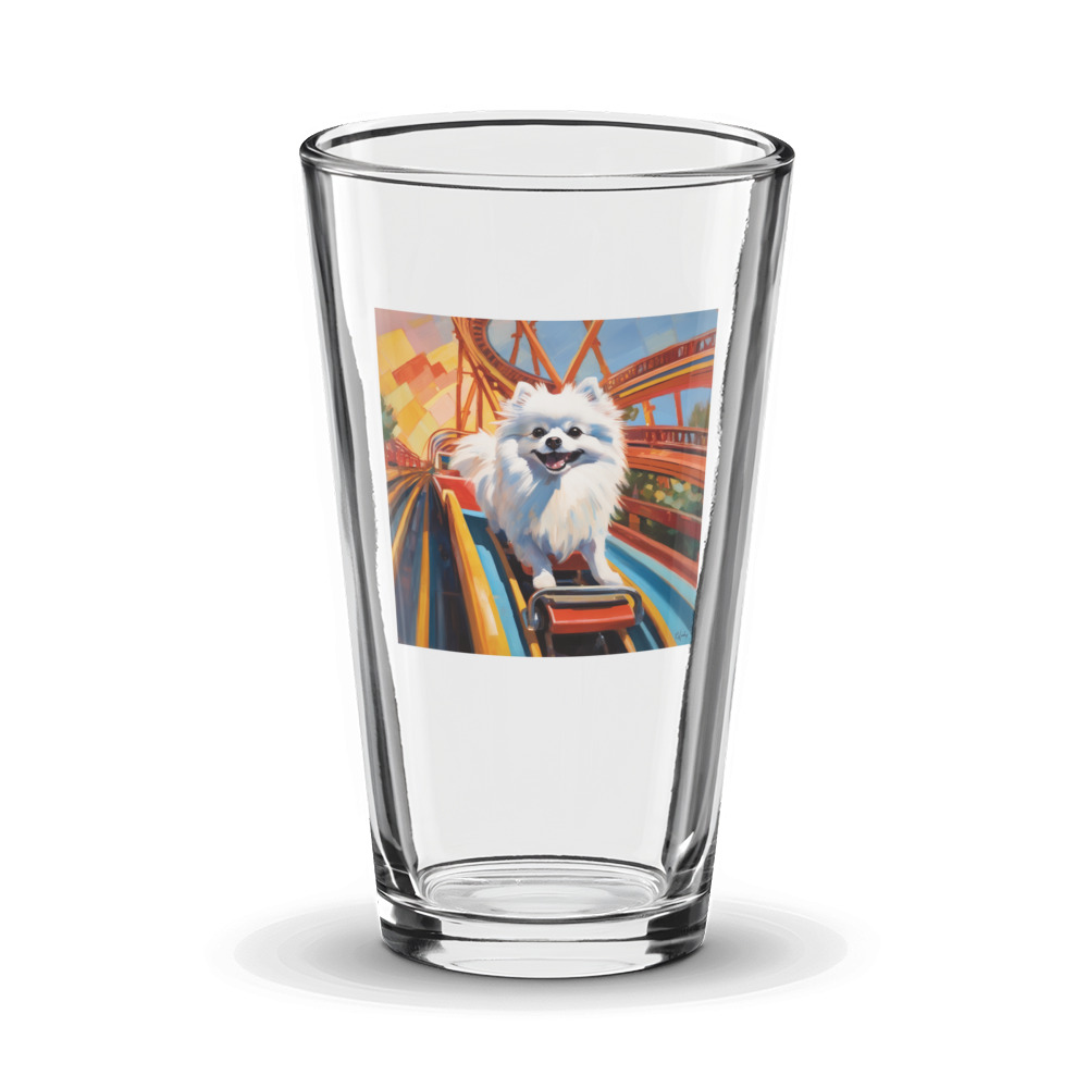 PugMug Custom White Pomeranian Glass Tumbler