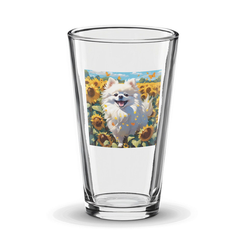 PugMug Custom White Pomeranian Glass Tumbler
