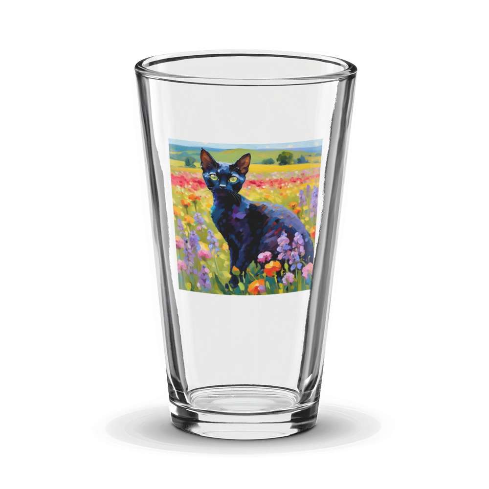 PugMug Custom Black Devon Rex Cat Glass Tumbler