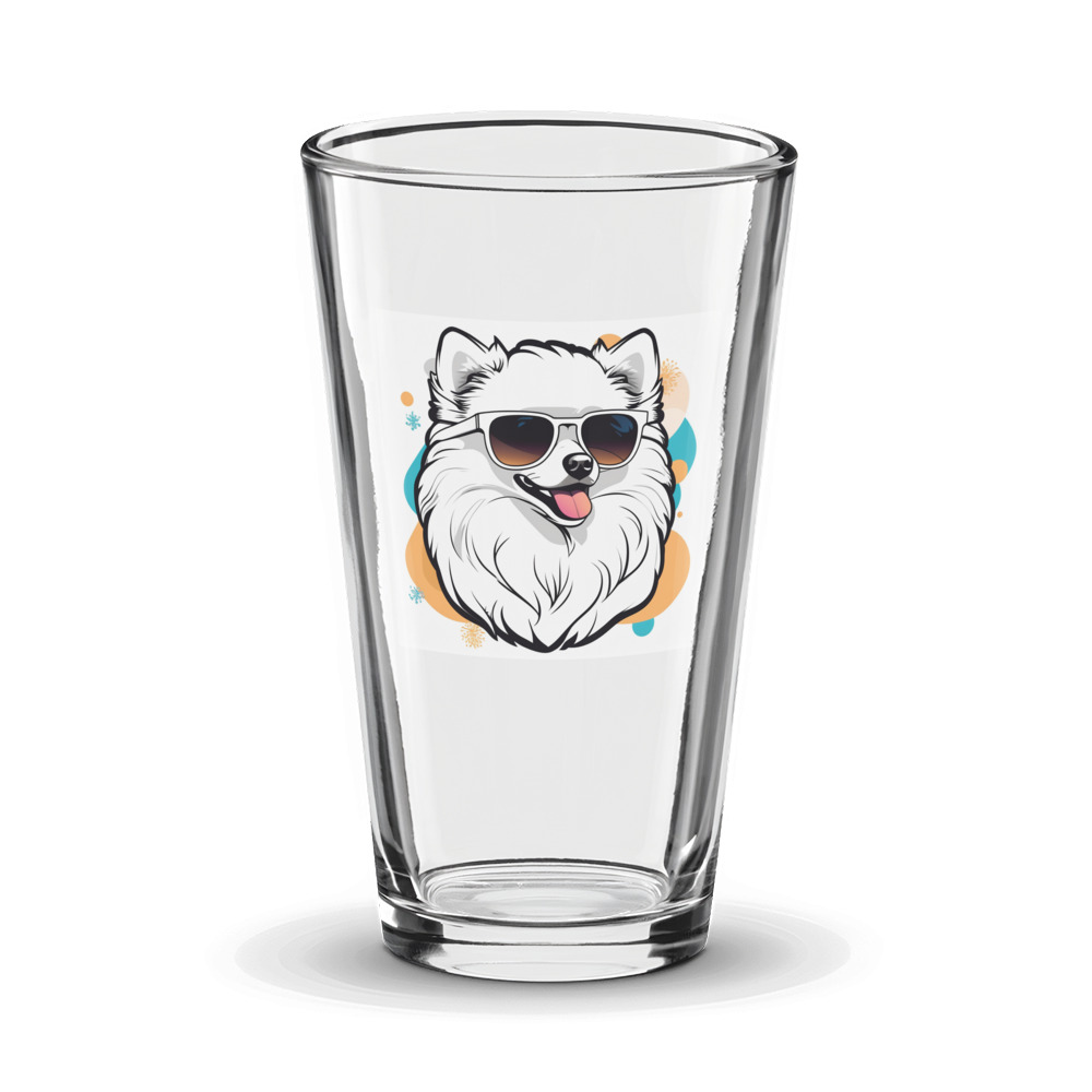 PugMug Custom White Pomeranian Glass Tumbler
