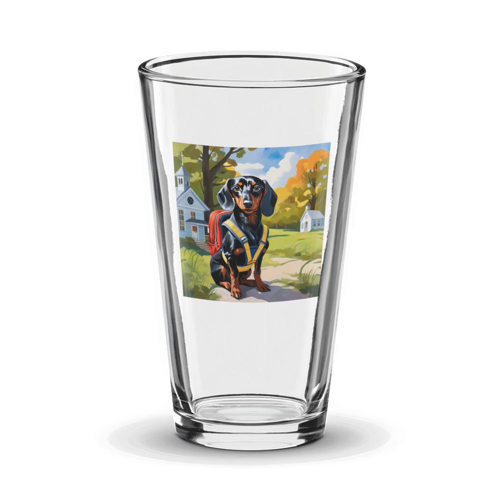 PugMug Custom Black Dachshund Glass Tumbler
