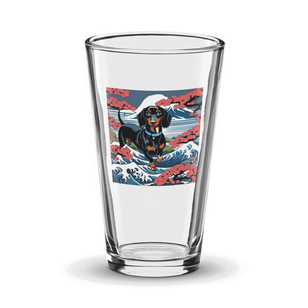 PugMug Custom Black Dachshund Glass Tumbler