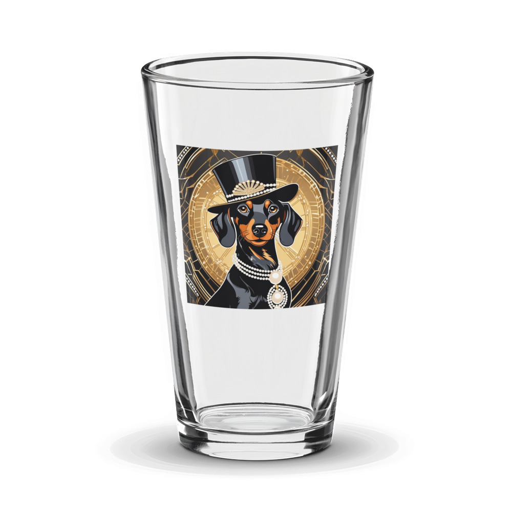 PugMug Custom Black Dachshund Glass Tumbler