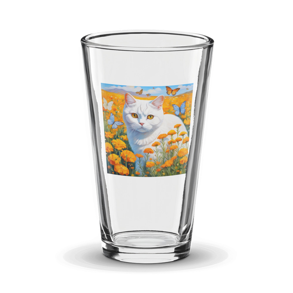 PugMug Custom White British Shorthair Cat Glass Tumbler