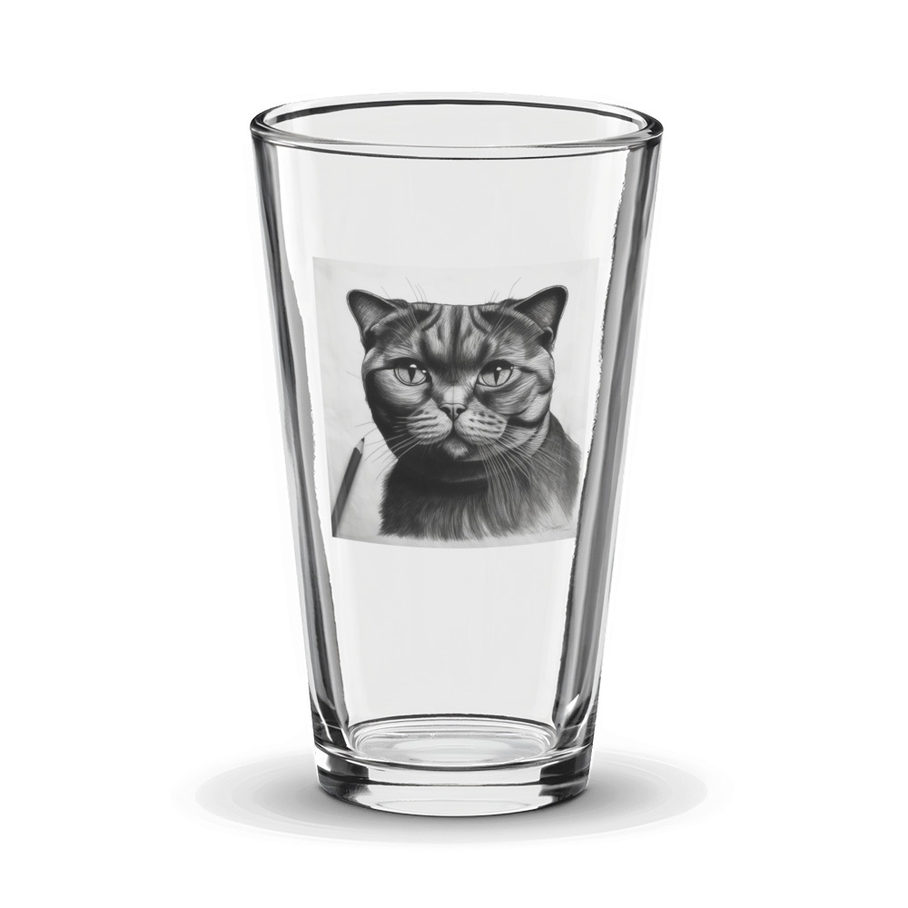 PugMug Custom Black Scottish Fold Cat Glass Tumbler